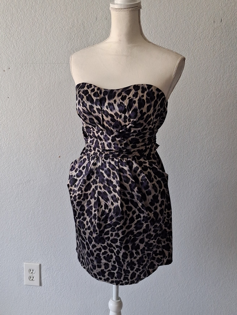 Seven Gate Strapless Leopard-Print Dress in Purple & Cream